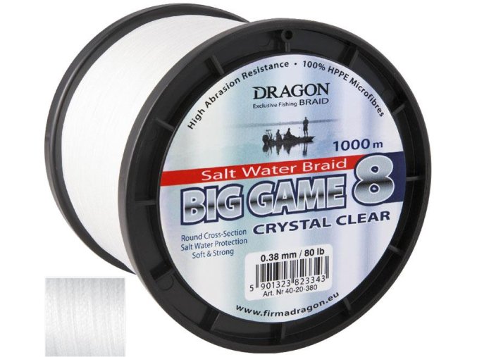 Šňůra DRAGON Big Game 8 Crystal 0,38mm 80lbs