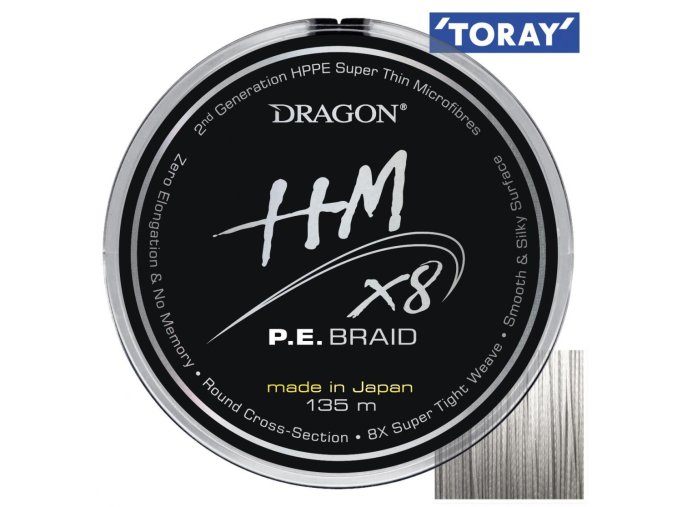 Šňůra DRAGON HMX8 P.E. Grey 135m