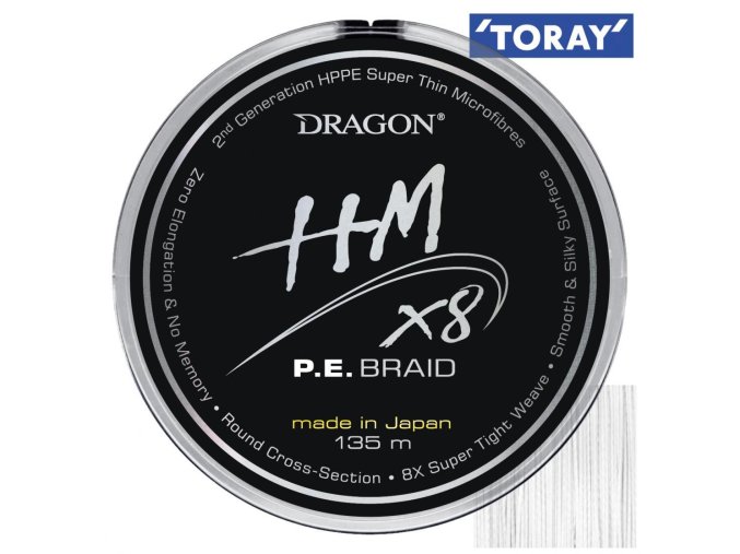Šňůra DRAGON HMX8 P.E. White 135m