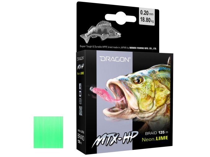 Šňůra DRAGON MTX-HP Neon Lime 135m (* Šňůra DRAGON MTX-HP Neon Lime 135m 0,12mm 10,45kg)