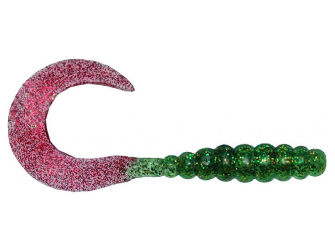 Twister ICE FISH chartreuse-červený glitter (* Twister ICE FISH chartreuse-červený glitter 15cm)