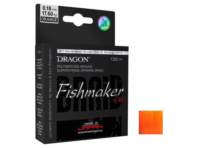 Šňůra DRAGON Fishmaker v.2 Orange 135m