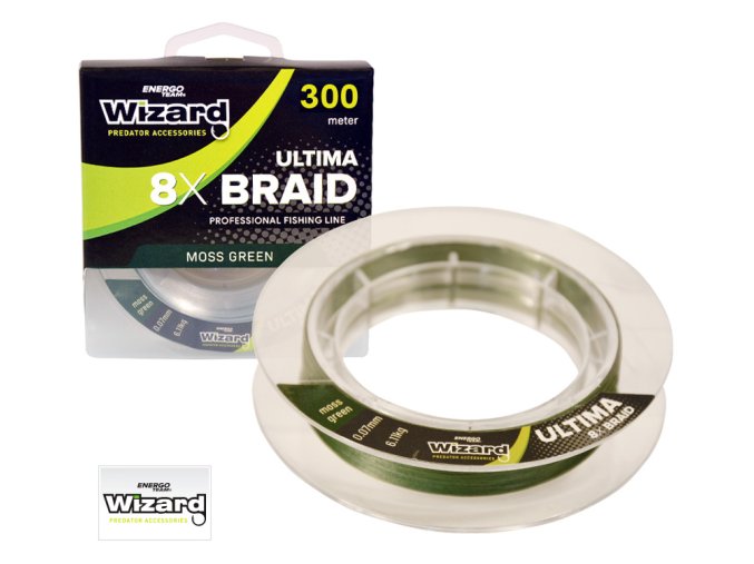 Šňůra WIZARD Ultima 8x Braid Moss Green 300m 0,50mm 49kg