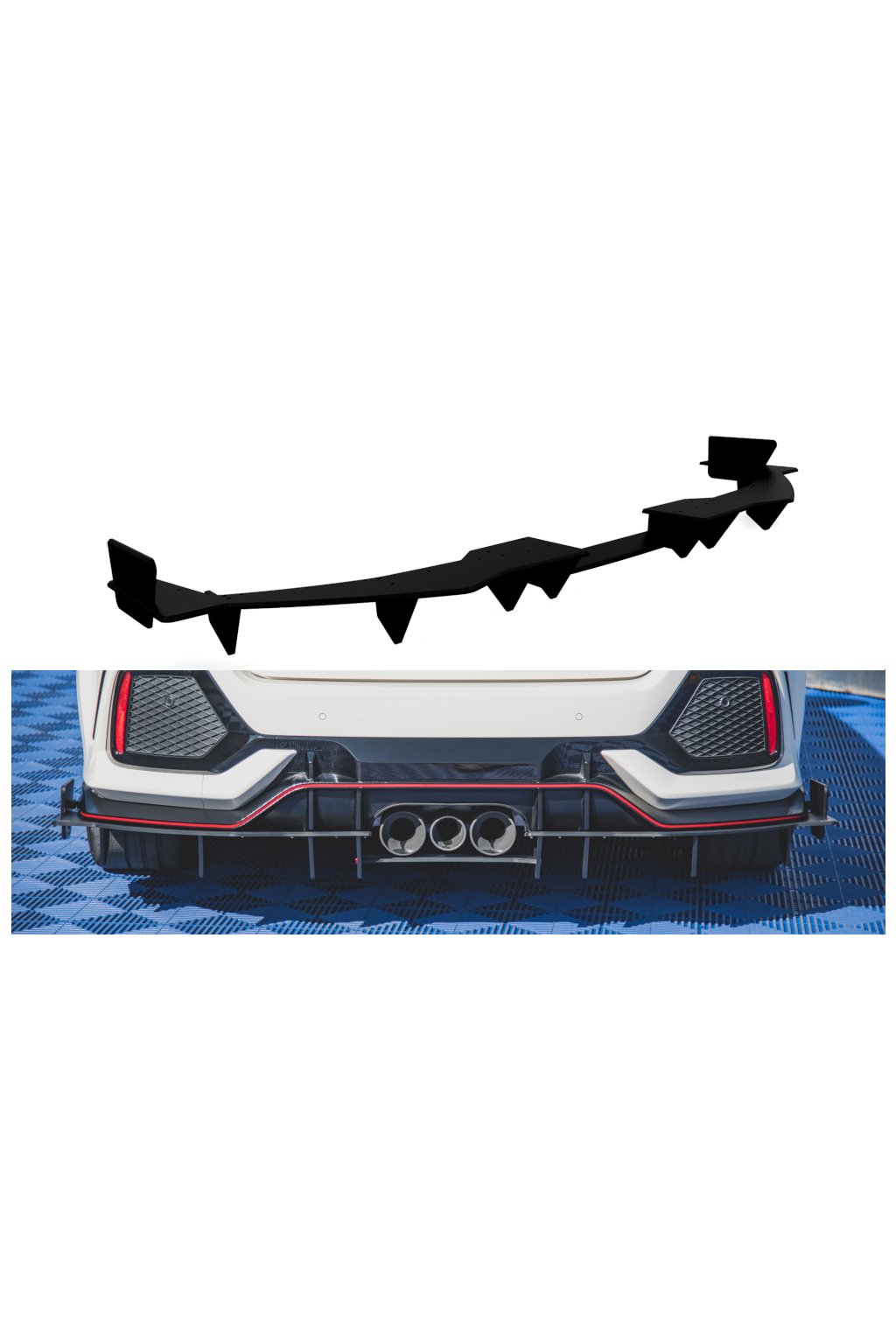 Maxton Design "Racing durability" vložka zadního nárazníku pro Honda Civic Mk10 Type-S/R, plast ABS bez povrchové úpravy