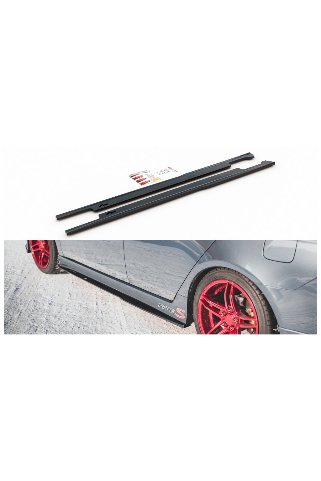 Maxton Design difuzory pod boční prahy ver.2 pro Honda Accord Mk7 Type-S, černý lesklý plast ABS