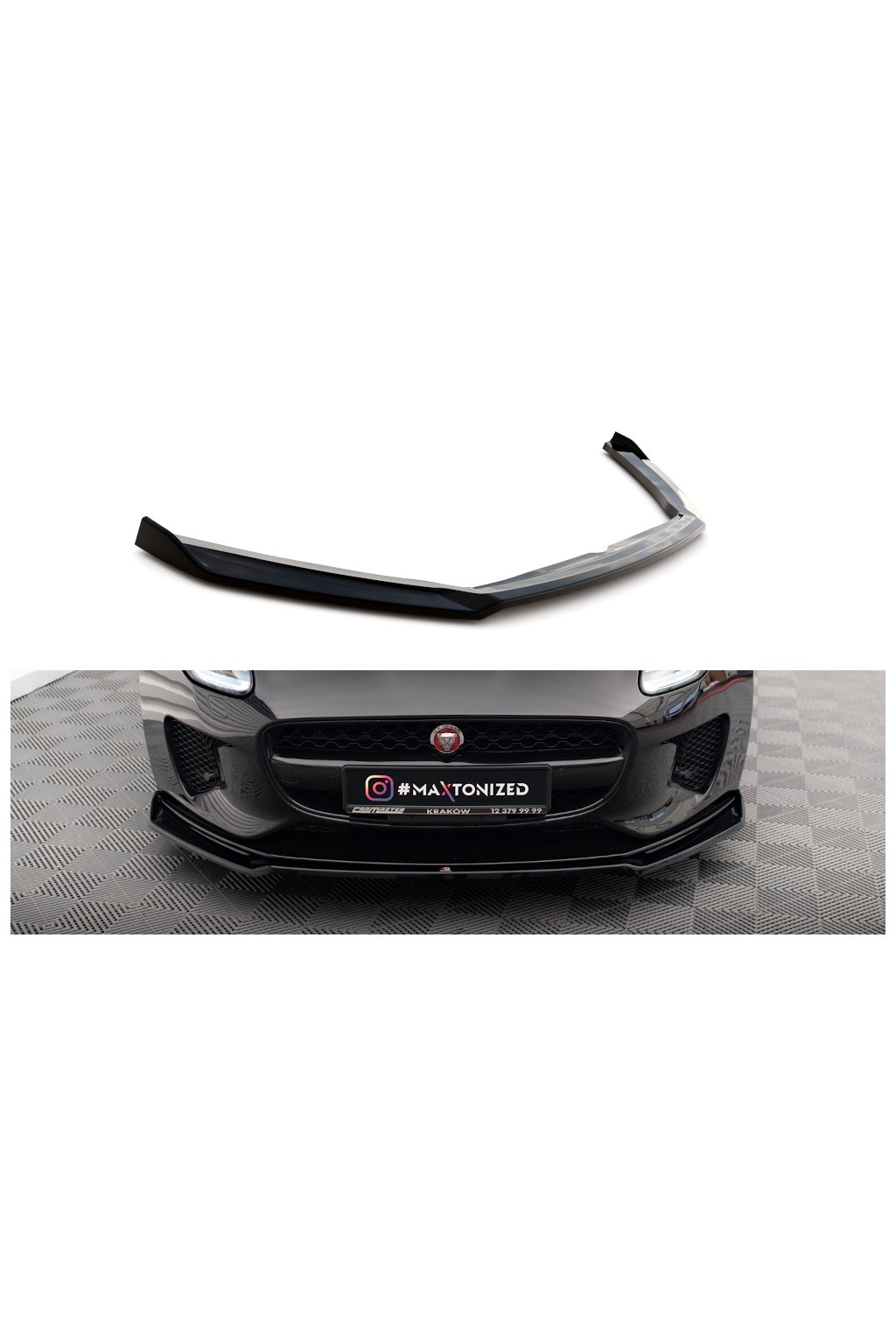 Maxton Design spoiler pod přední nárazník ver.2 pro Jaguar F-type Mk1 Facelift, černý lesklý plast ABS