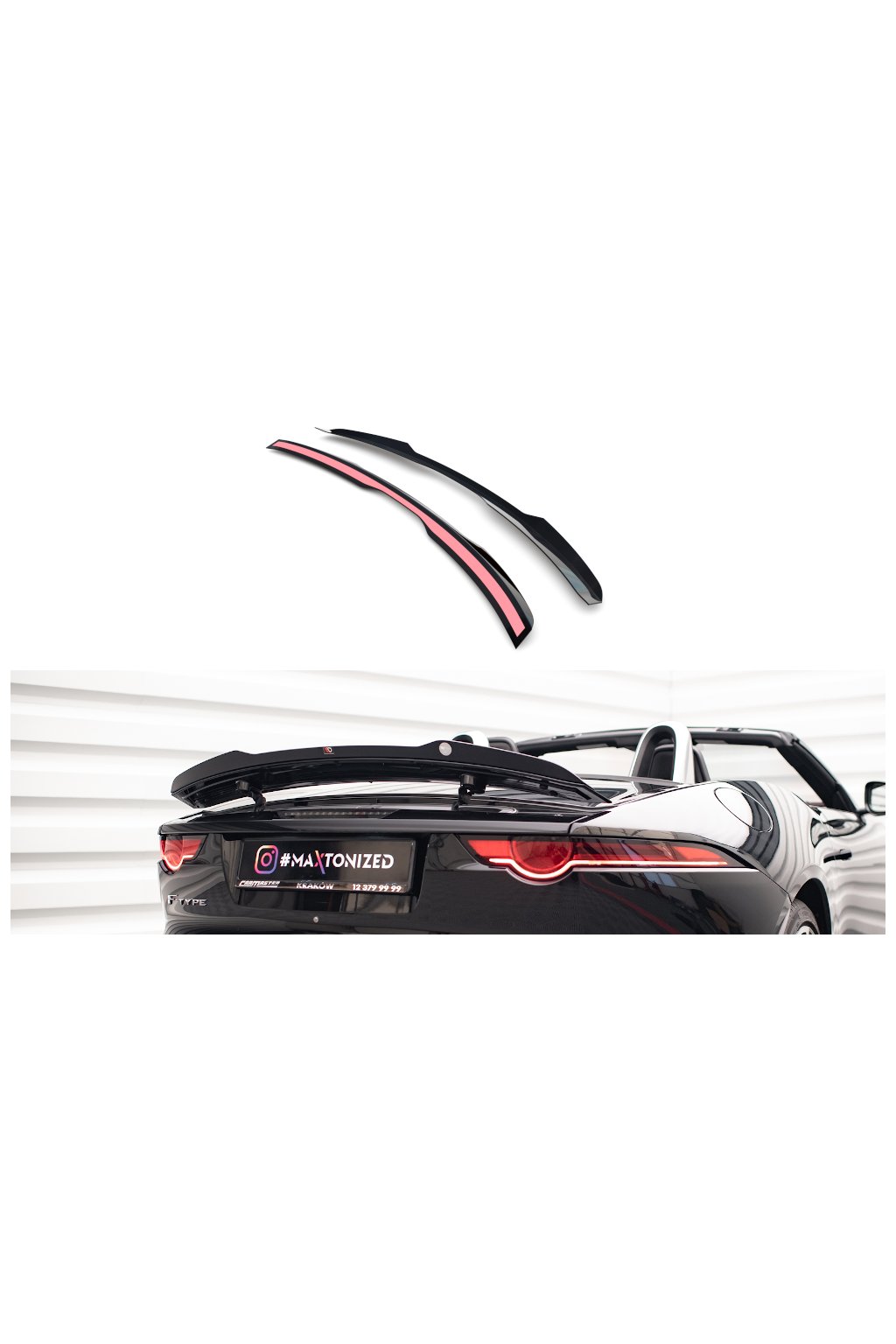 Maxton Design prodloužení spoileru pro Jaguar F-type Mk1 Facelift, černý lesklý plast ABS