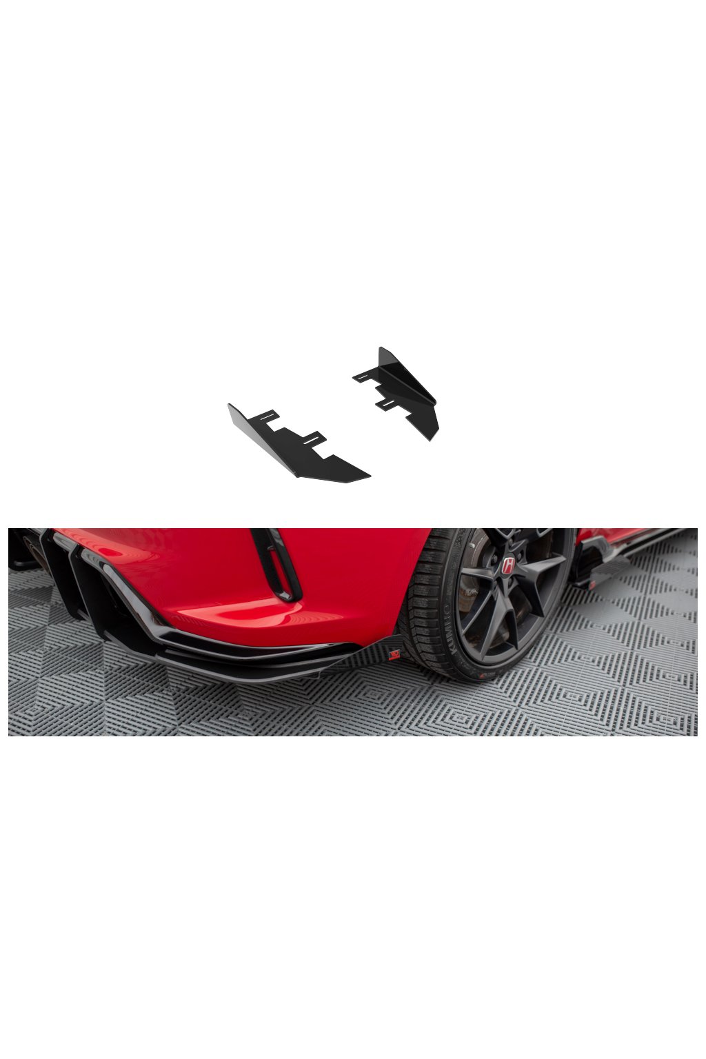 Maxton Design křidélka bočních difuzorů zad. nárazníku pro Honda Civic Mk11 Type-R, černý lesklý plast ABS