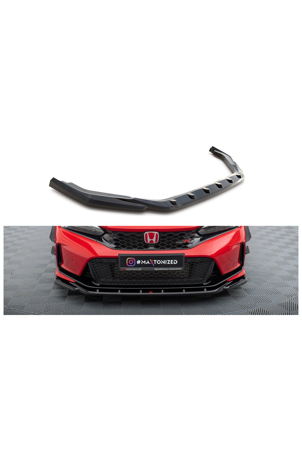 Maxton Design spoiler pod přední nárazník ver.3 pro Honda Civic Mk11 Type-R, černý lesklý plast ABS