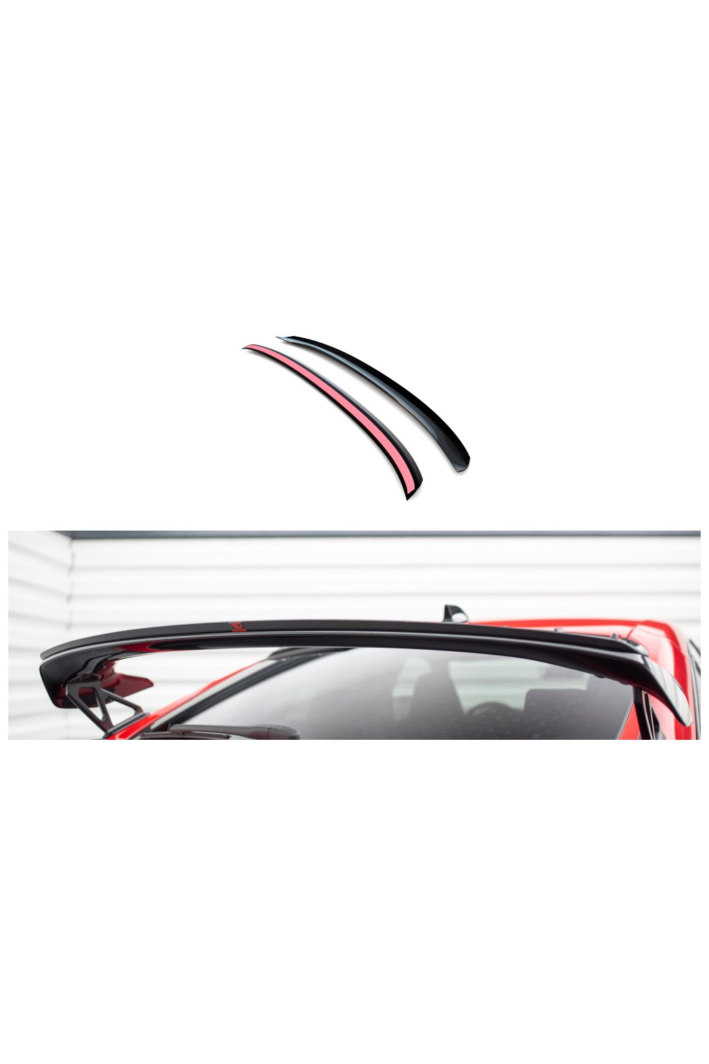 Maxton Design horní prodloužení spoileru pro Honda Civic Mk11 Type-R, černý lesklý plast ABS