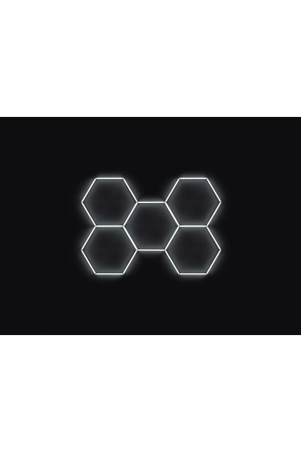 Kompletní LED hexagonové svítidlo bílé 4500 K, rozměr: 5 elementů 238 x 168 cm