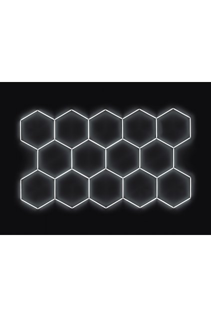 Kompletní LED hexagonové svítidlo bílé 4500 K, rozměr: 14 elementů 420 x 238 cm
