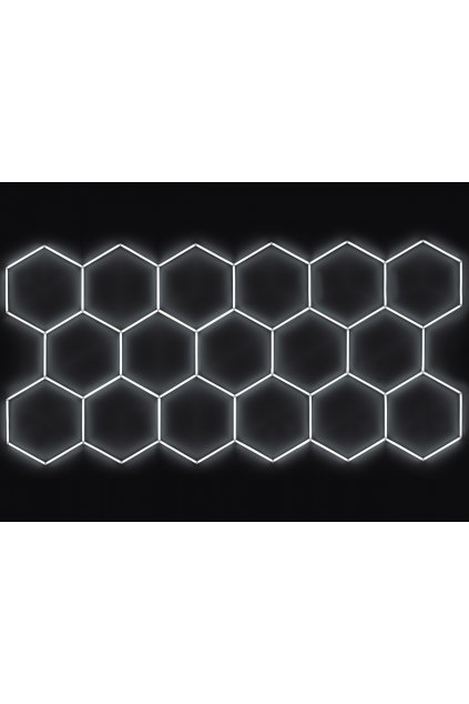Kompletní LED hexagonové svítidlo bílé 4500 K, rozměr 17 elementů 504 x 238 cm