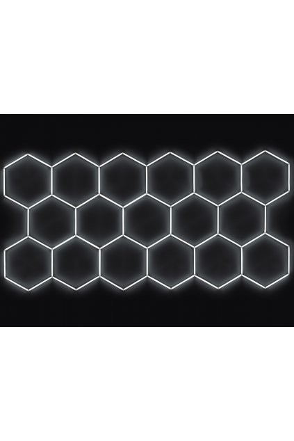Kompletní LED hexagonové svítidlo bílé 6500 K, rozměr: 17 elementů 504 x 238 cm