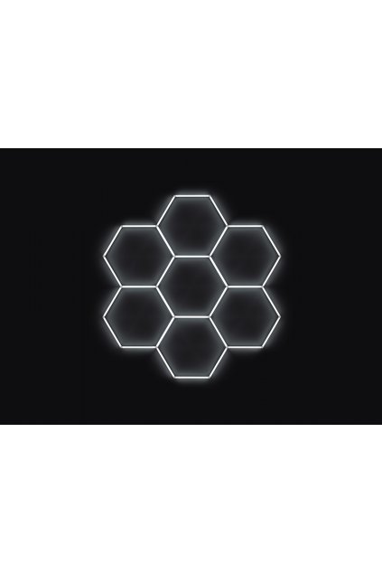 Kompletní LED hexagonové svítidlo bílé 4500 K, rozměr: 7 elementů 238 x 252 cm