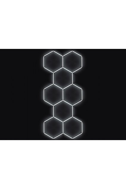 Kompletní LED hexagonové svítidlo bílé 4500 K, rozměr: 8 elementů 166 x 386 cm