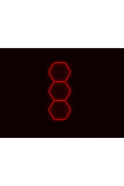 Kompletní LED hexagonové svítidlo červené, rozměr: 3 elementy 97 x 246 cm