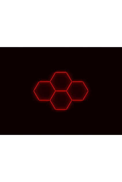 Kompletní LED hexagonové svítidlo červené, rozměr: 4 elementy 241 x 168 cm