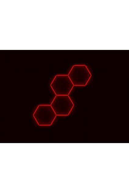 Kompletní LED hexagonové svítidlo červené, rozměr: 4 elementy 166 x 288 cm