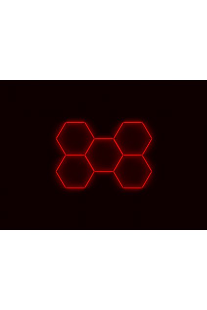 Kompletní LED hexagonové svítidlo červené, rozměr: 5 elementů 238 x 168 cm