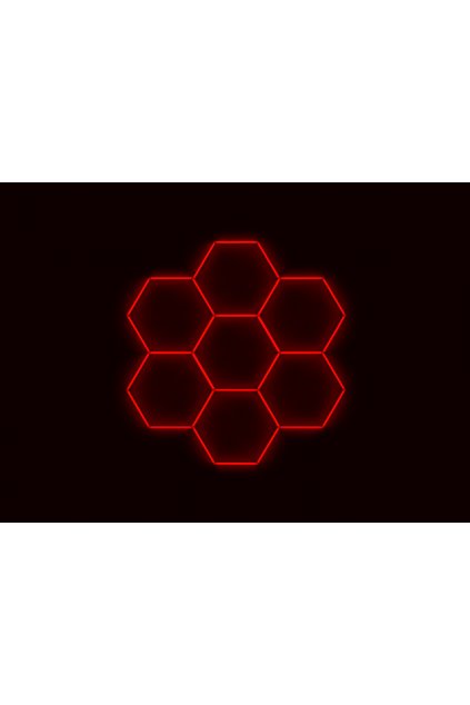 Kompletní LED hexagonové svítidlo červené, rozměr: 7 elementů 238 x 252 cm