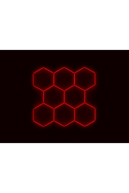 Kompletní LED hexagonové svítidlo červené, rozměr: 8 elementů 252 x 238 cm