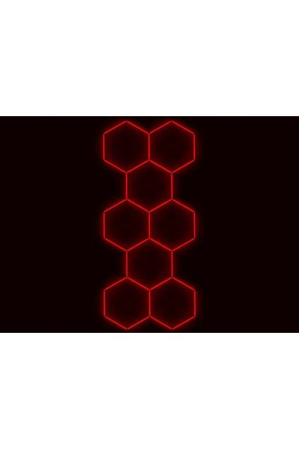 Kompletní LED hexagonové svítidlo červené, rozměr: 8 elementů 166 x 386 cm