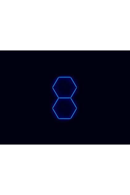 Kompletní LED hexagonové svítidlo modré, rozměr: 2 elementy 97 x 168 cm