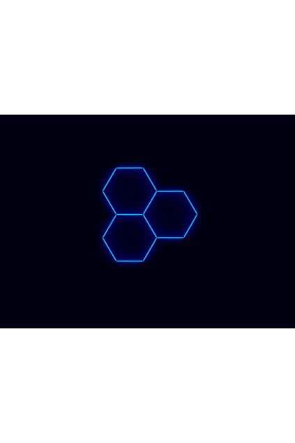 Kompletní LED hexagonové svítidlo modré, rozměr: 3 elementy 168 x 166 cm