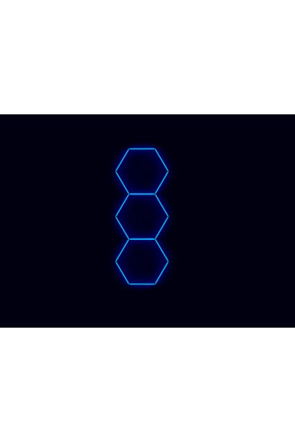 Kompletní LED hexagonové svítidlo modré, rozměr: 3 elementy 97 x 246 cm