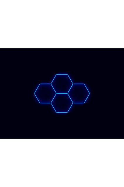 Kompletní LED hexagonové svítidlo modré, rozměr: 4 elementy 241 x 168 cm