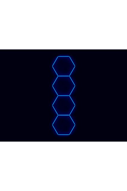 Kompletní LED hexagonové svítidlo modré, rozměr: 4 elementy 97 x 327 cm