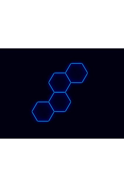 Kompletní LED hexagonové svítidlo modré, rozměr: 4 elementy 166 x 288 cm