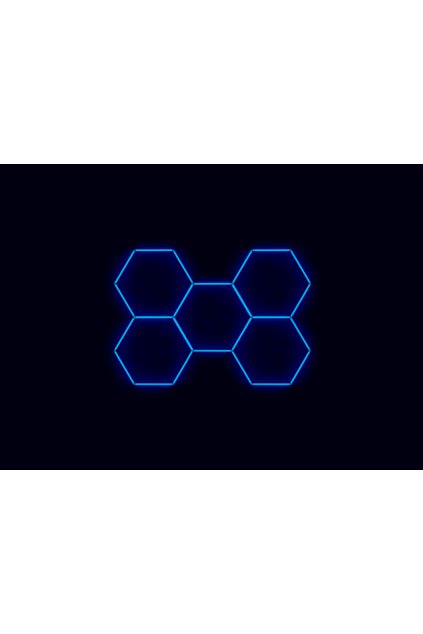 Kompletní LED hexagonové svítidlo modré, rozměr: 5 elementů 238 x 168 cm