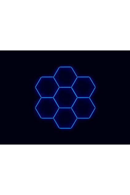 Kompletní LED hexagonové svítidlo modré, rozměr: 7 elementů 238 x 252 cm