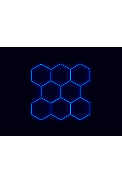 Kompletní LED hexagonové svítidlo modré, rozměr: 8 elementů 252 x 238 cm