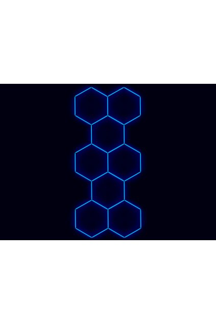 Kompletní LED hexagonové svítidlo modré, rozměr: 8 elementů 166 x 386 cm