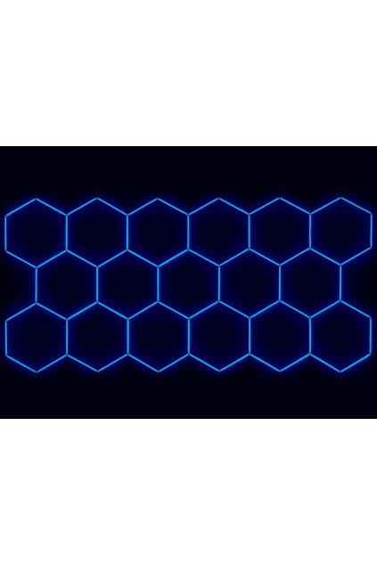 Kompletní LED hexagonové svítidlo modré, rozměr: 17 elementů 504 x 238 cm