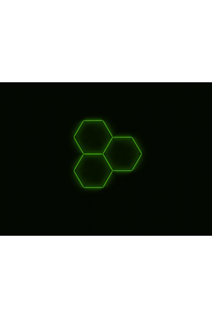 Kompletní LED hexagonové svítidlo zelené, rozměr: 3 elementy 168 x 166 cm