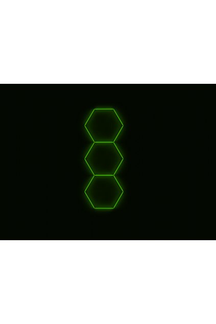 Kompletní LED hexagonové svítidlo zelené, rozměr: 3 elementy 97 x 246 cm