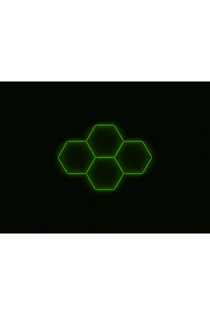 Kompletní LED hexagonové svítidlo zelené, rozměr: 4 elementy 241 x 168 cm