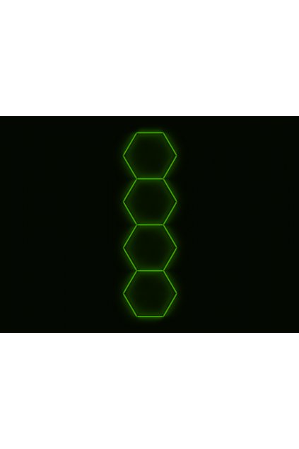 Kompletní LED hexagonové svítidlo zelené, rozměr: 4 elementy 97 x 327 cm