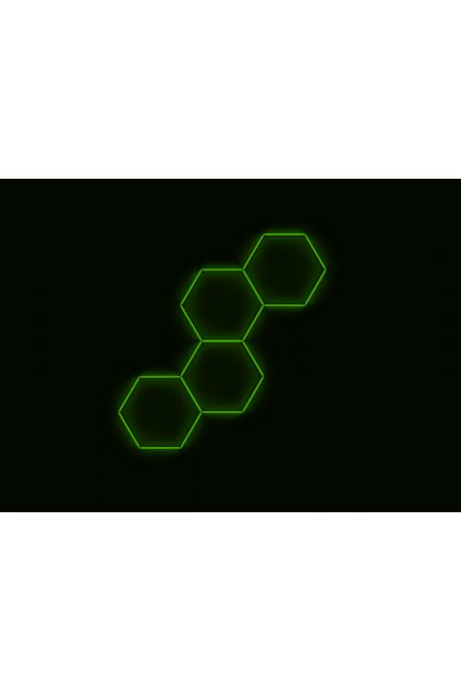 Kompletní LED hexagonové svítidlo zelené, rozměr: 4 elementy 166 x 288 cm