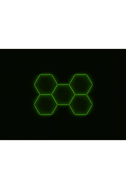Kompletní LED hexagonové svítidlo zelené, rozměr: 5 elementů 238 x 168 cm