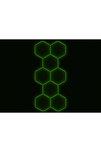Kompletní LED hexagonové svítidlo zelené, rozměr: 8 elementů 166 x 386 cm