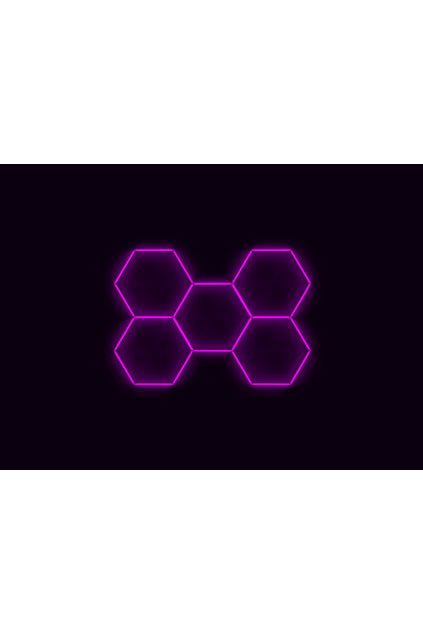 Kompletní LED hexagonové svítidlo růžové, rozměr: 5 elementů 238 x 168 cm