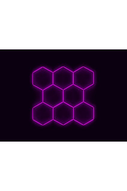 Kompletní LED hexagonové svítidlo růžové, rozměr: 8 elementů 252 x 238 cm
