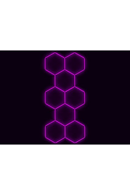 Kompletní LED hexagonové svítidlo růžové, rozměr: 8 elementů 166 x 386 cm