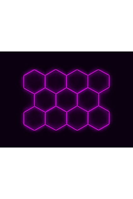 Kompletní LED hexagonové svítidlo růžové, rozměr 11 elementů 336 x 238 cm