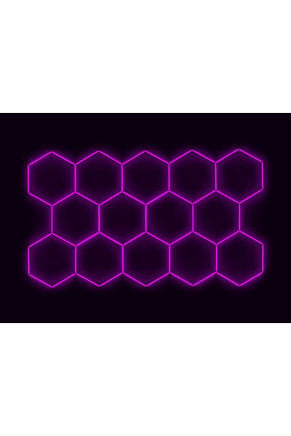 Kompletní LED hexagonové svítidlo růžové, rozměr: 14 elementů 420 x 238 cm